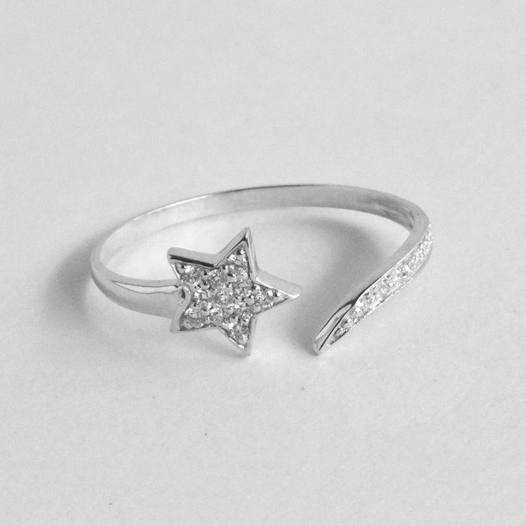 For Sale:  14k Gold Open Diamond Star Ring Open Ring Band Shooting Star Ring 3