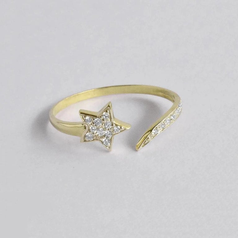 For Sale:  14k Gold Open Diamond Star Ring Open Ring Band Shooting Star Ring 5