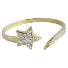 14k Gold Open Diamond Star Ring Open Ring Band Shooting Star Ring