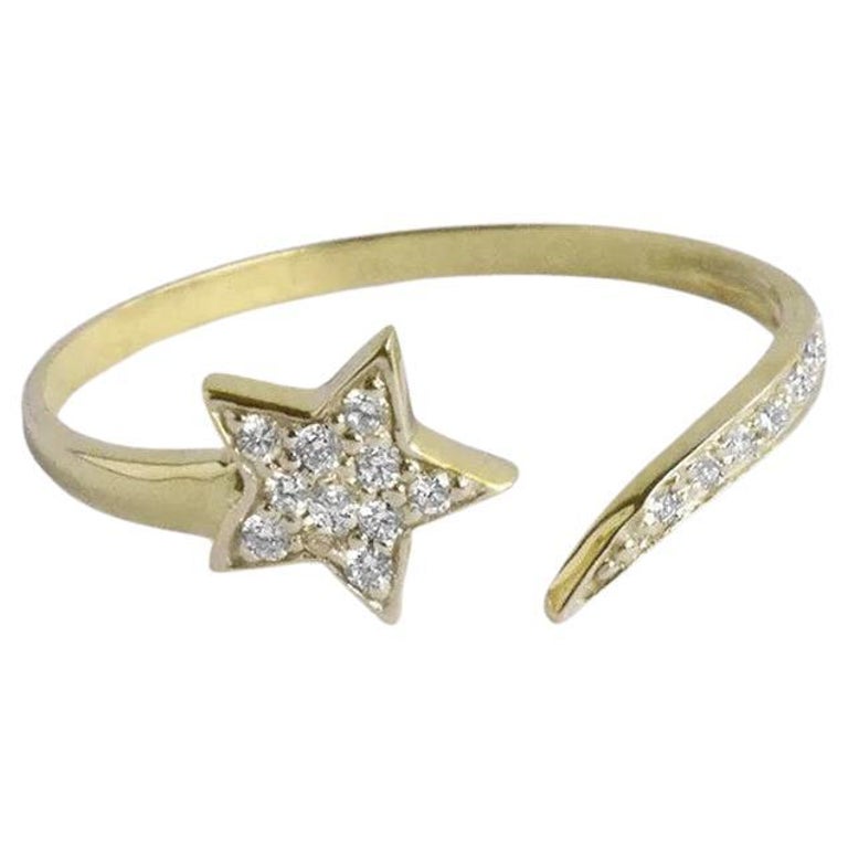 For Sale:  14k Gold Open Diamond Star Ring Open Ring Band Shooting Star Ring