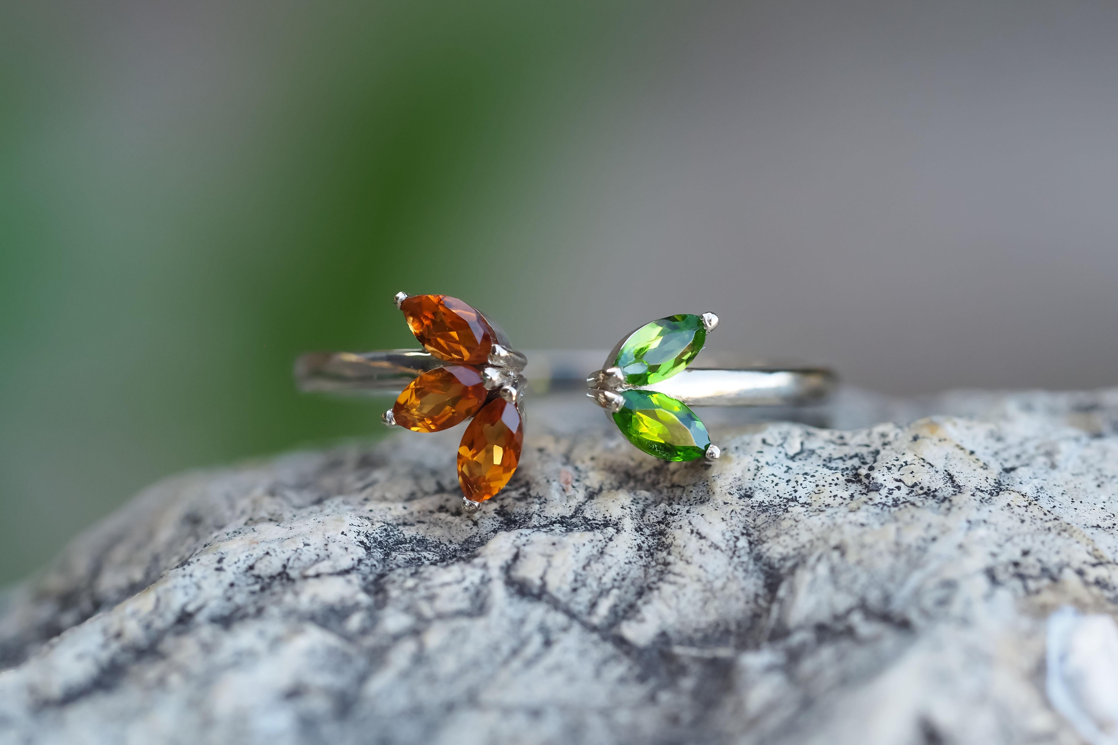 For Sale:  Sapphires, Tsavorites  14k gold ring 2