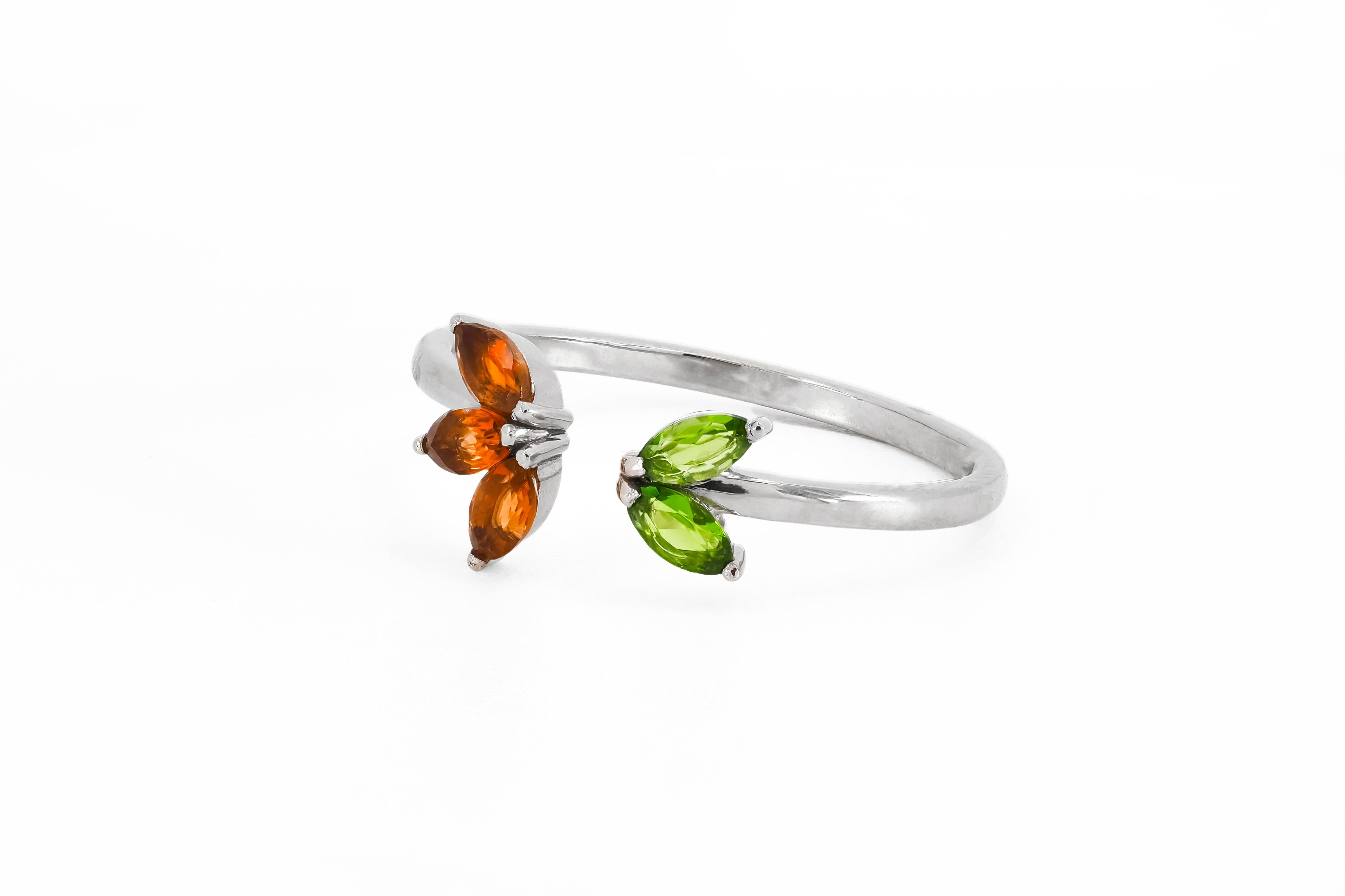 For Sale:  Sapphires, Tsavorites  14k gold ring 3