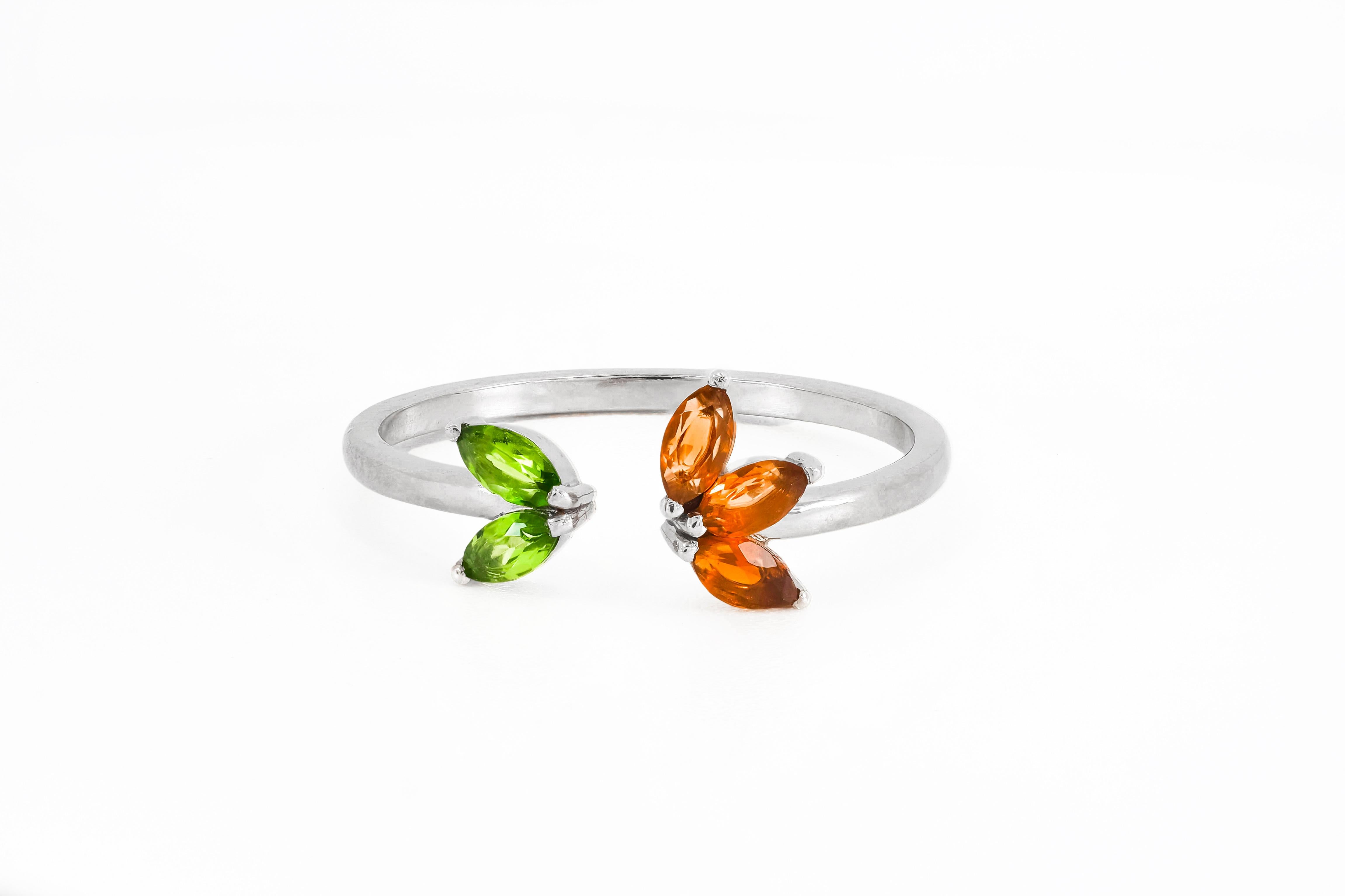 For Sale:  Sapphires, Tsavorites  14k gold ring 6
