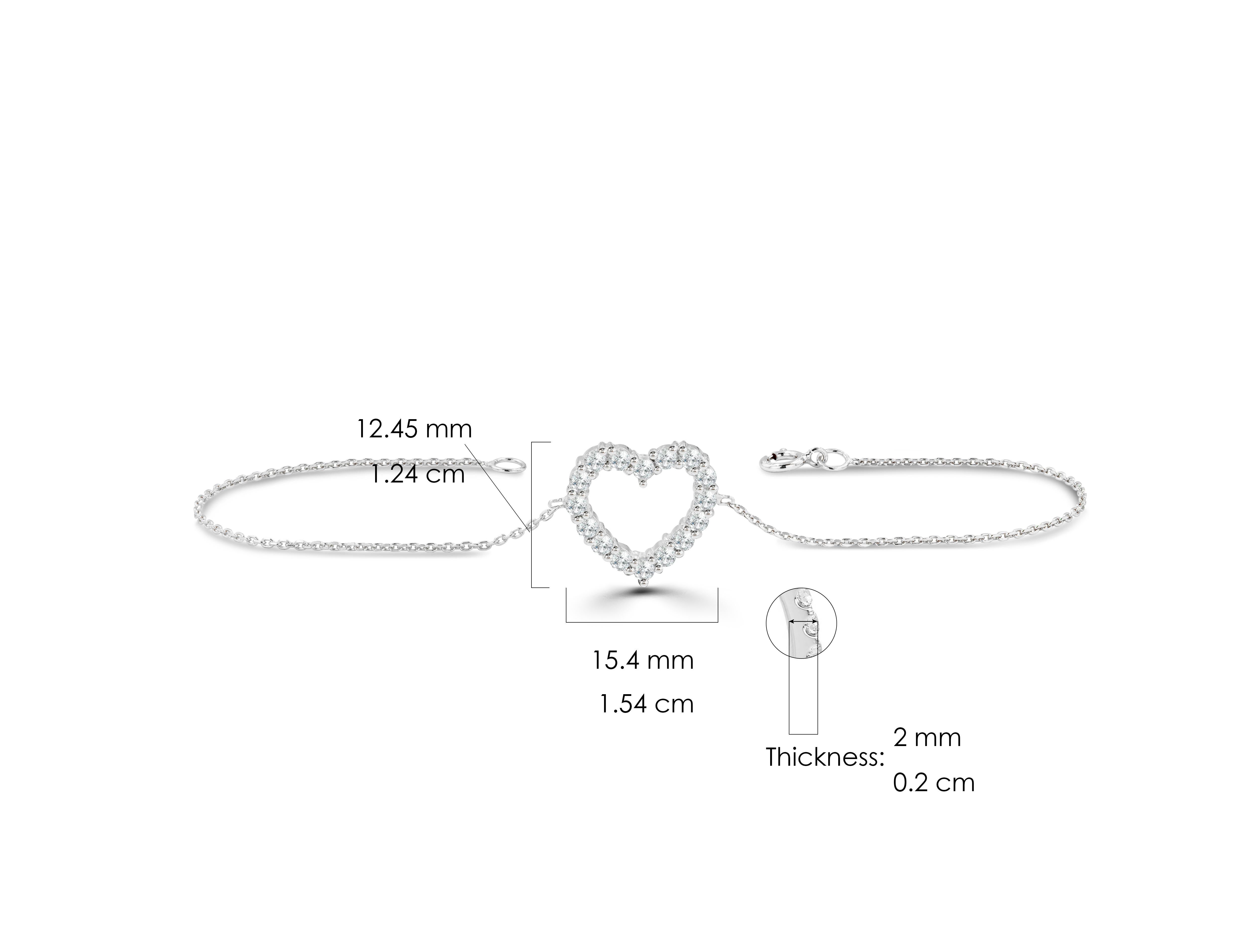 14K Gold Open Heart Diamond Bracelet Gold Diamond Valentines Bracelet For Sale 1