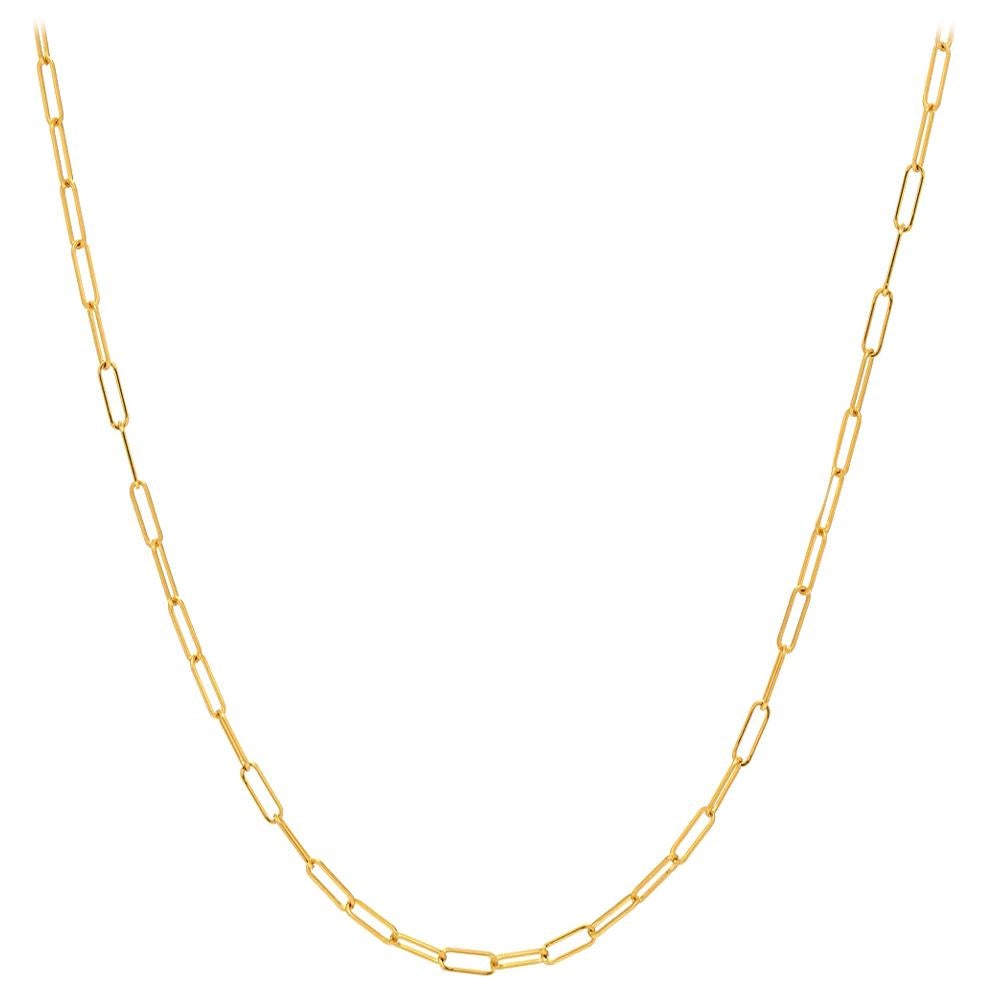 14 Karat Gold Open Link Chain Necklace For Sale