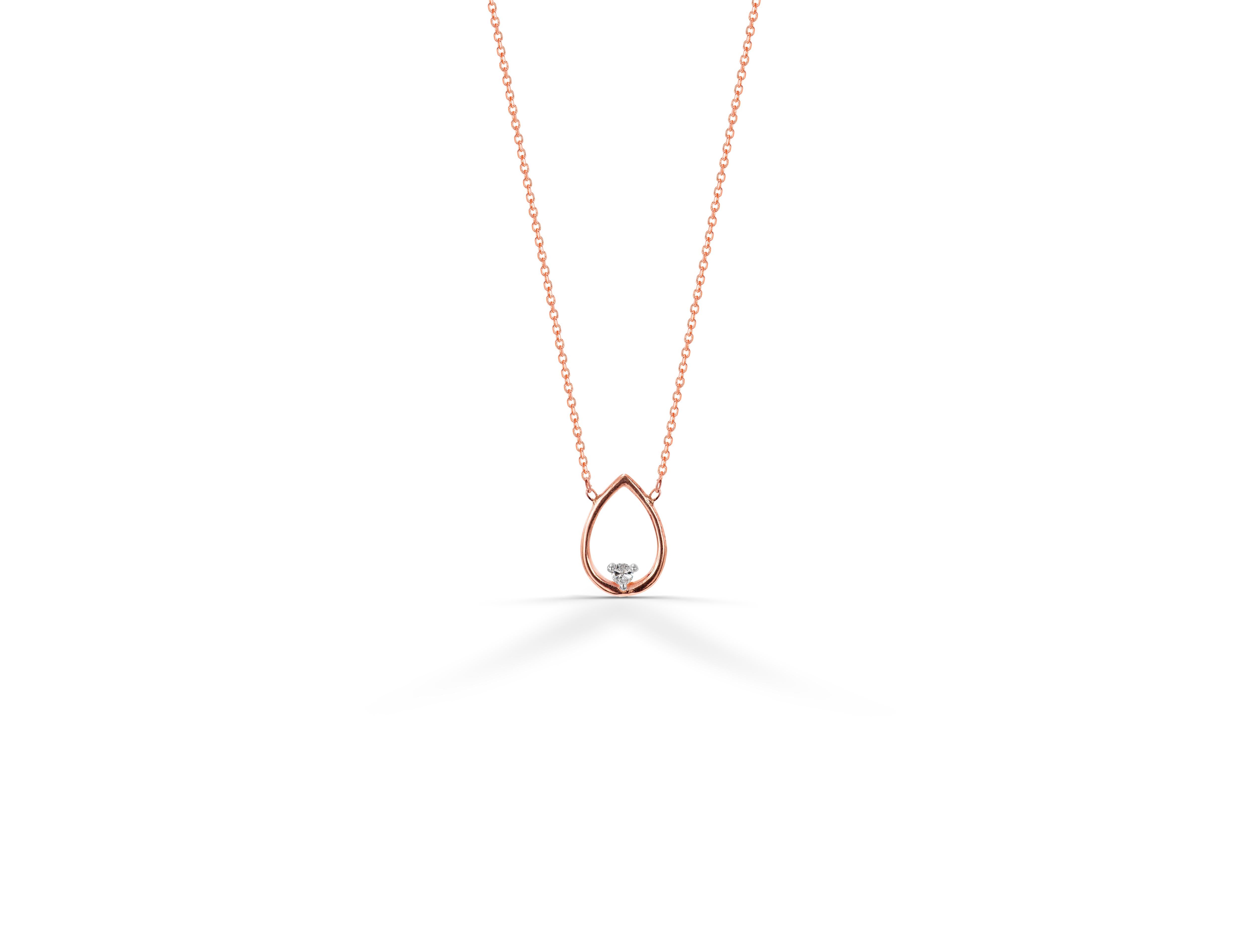14k Gold Open Pear Floating Diamond Pendant Necklace Bride Necklace