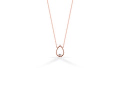 14k Gold Open Pear Floating Diamond Pendant Necklace Bride Necklace