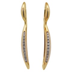 14K Gold Open Twisted Drop Earrings With Diamond Pave - Made in Italy