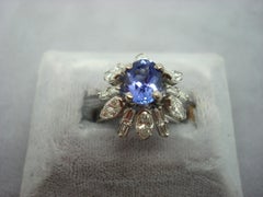 14k Gold Oval 1.35ct Genuine Natural Tanzanite Ring with Diamonds '#787'