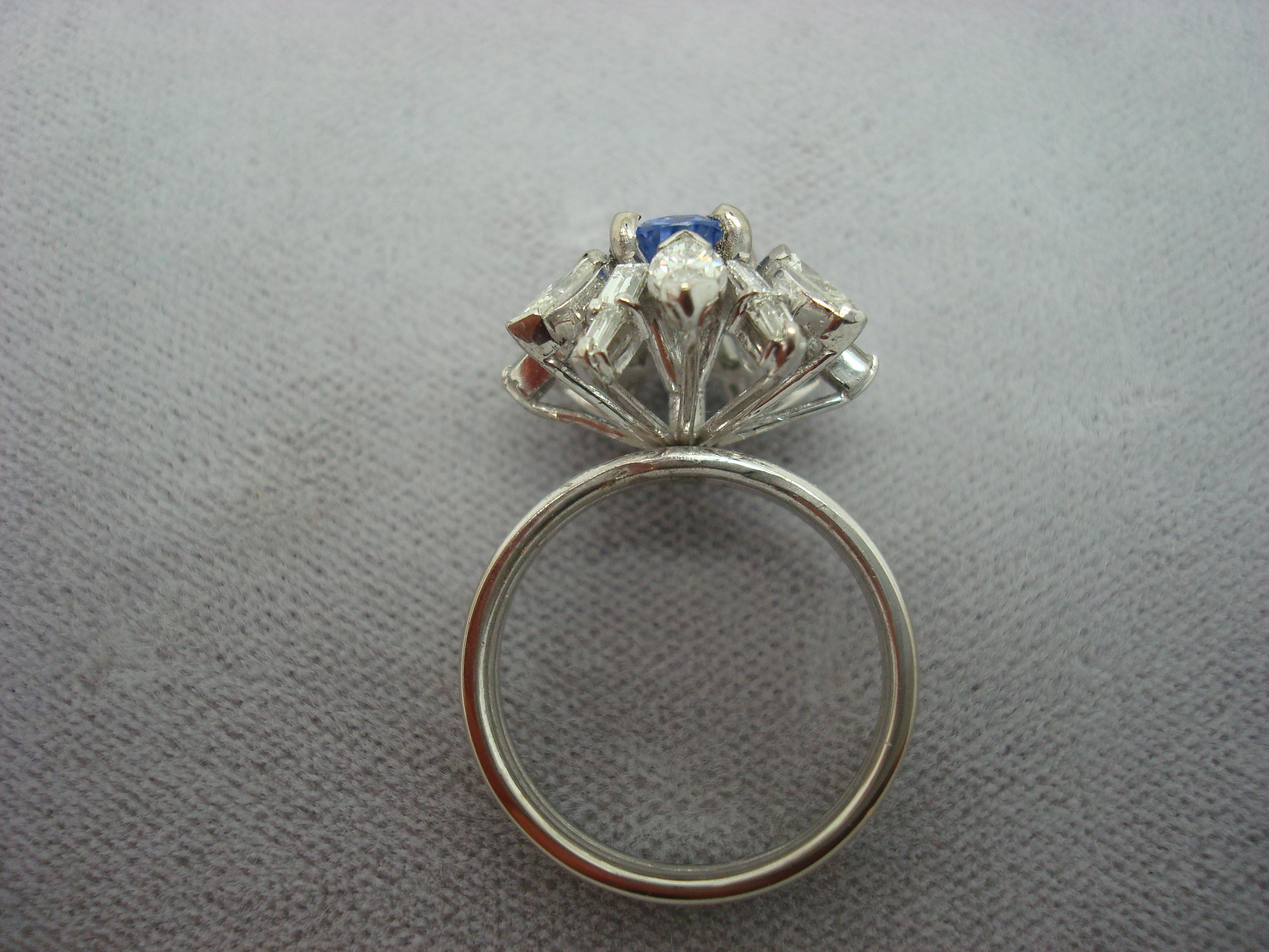 Marquise Cut 14k Gold Oval 1.35ct Genuine Natural Tanzanite Ring with Diamonds '#787' For Sale