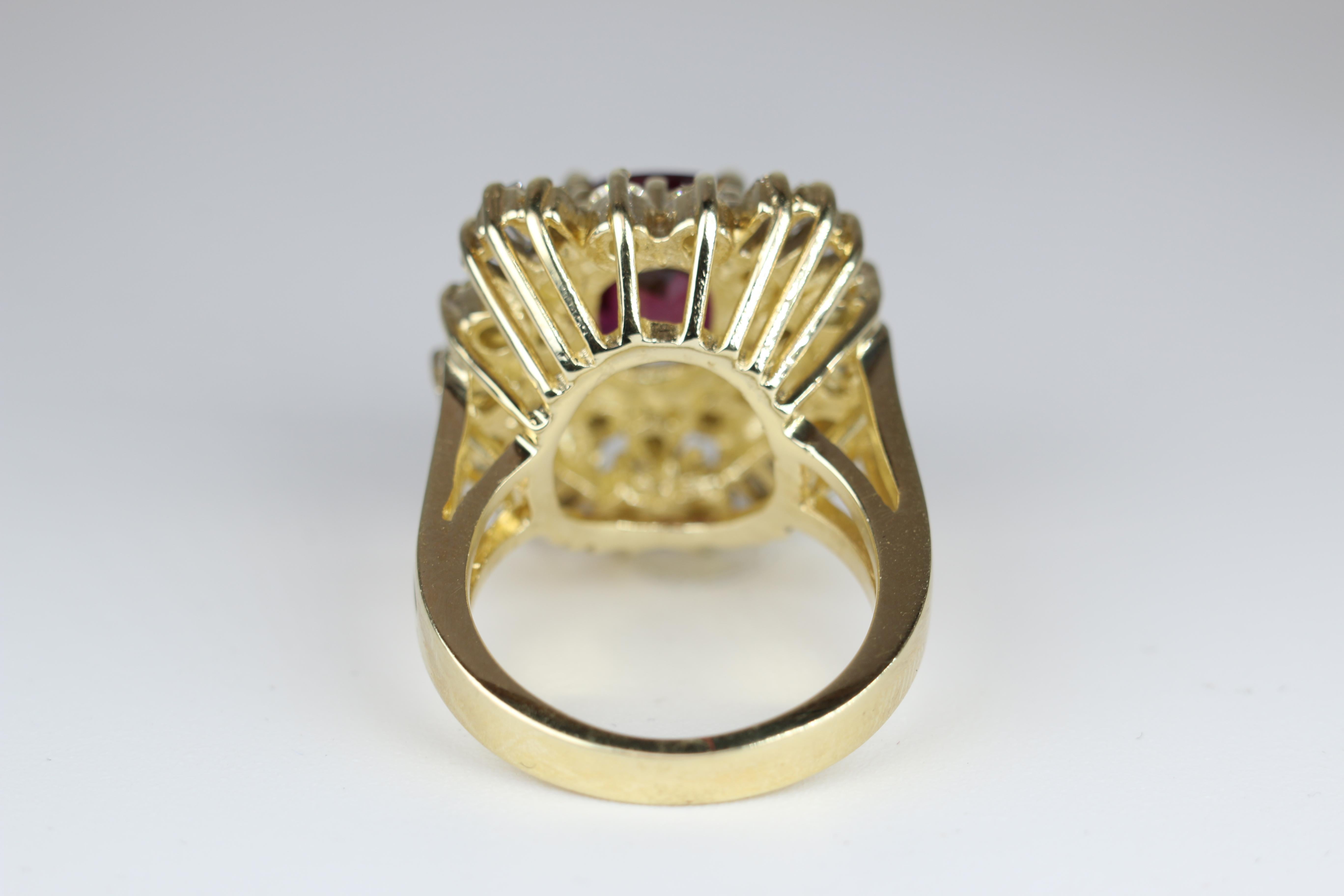 14k Gold Oval Burmese Ruby & Diamond Ring 1