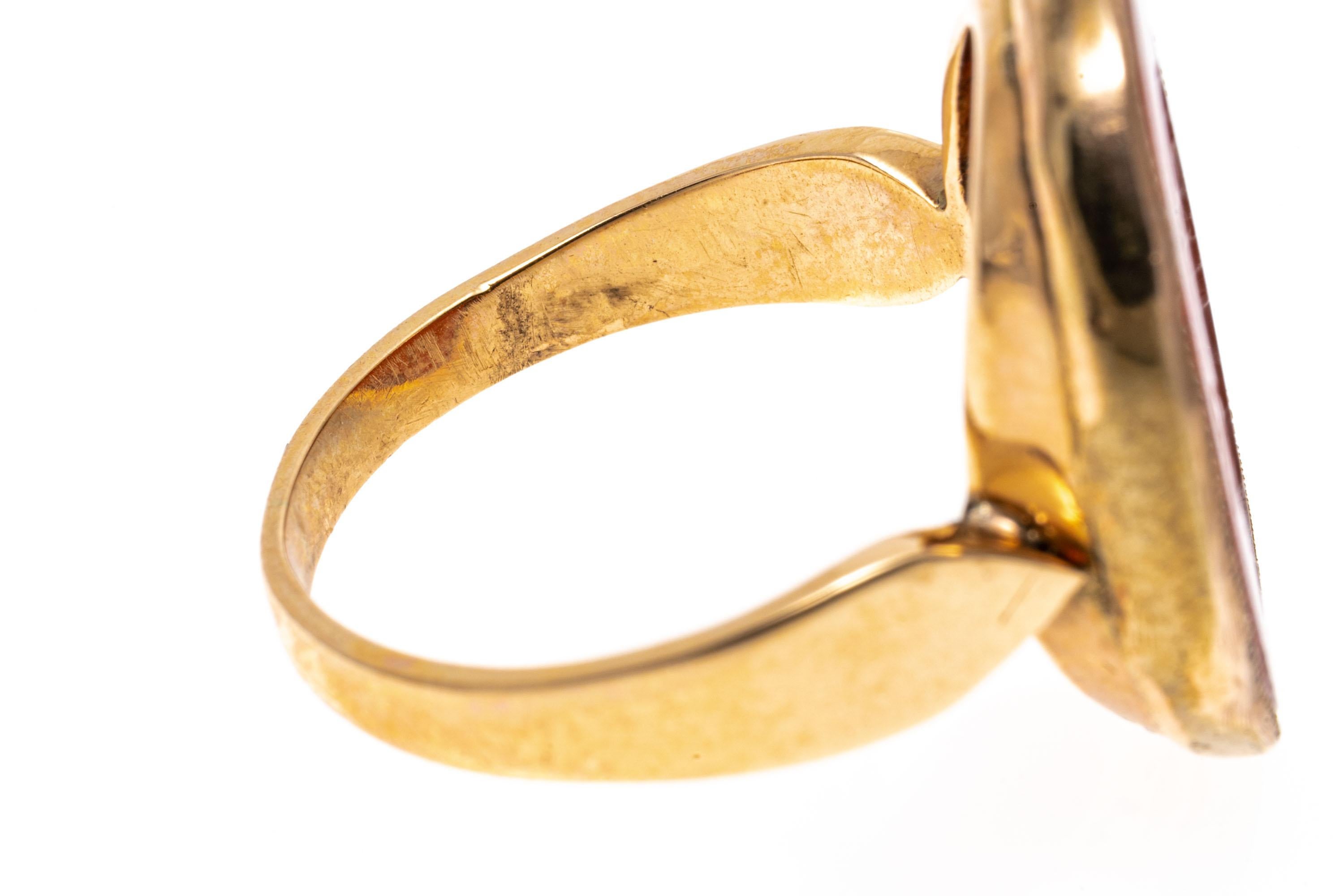 Bague en or 14k avec intaille en cornaline ovale et soldat gréco-romain Pour femmes en vente