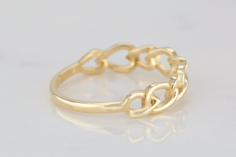 Customizable 14k Gold Oval Chain Ring, Gold Link Ring, Designer Chain ...