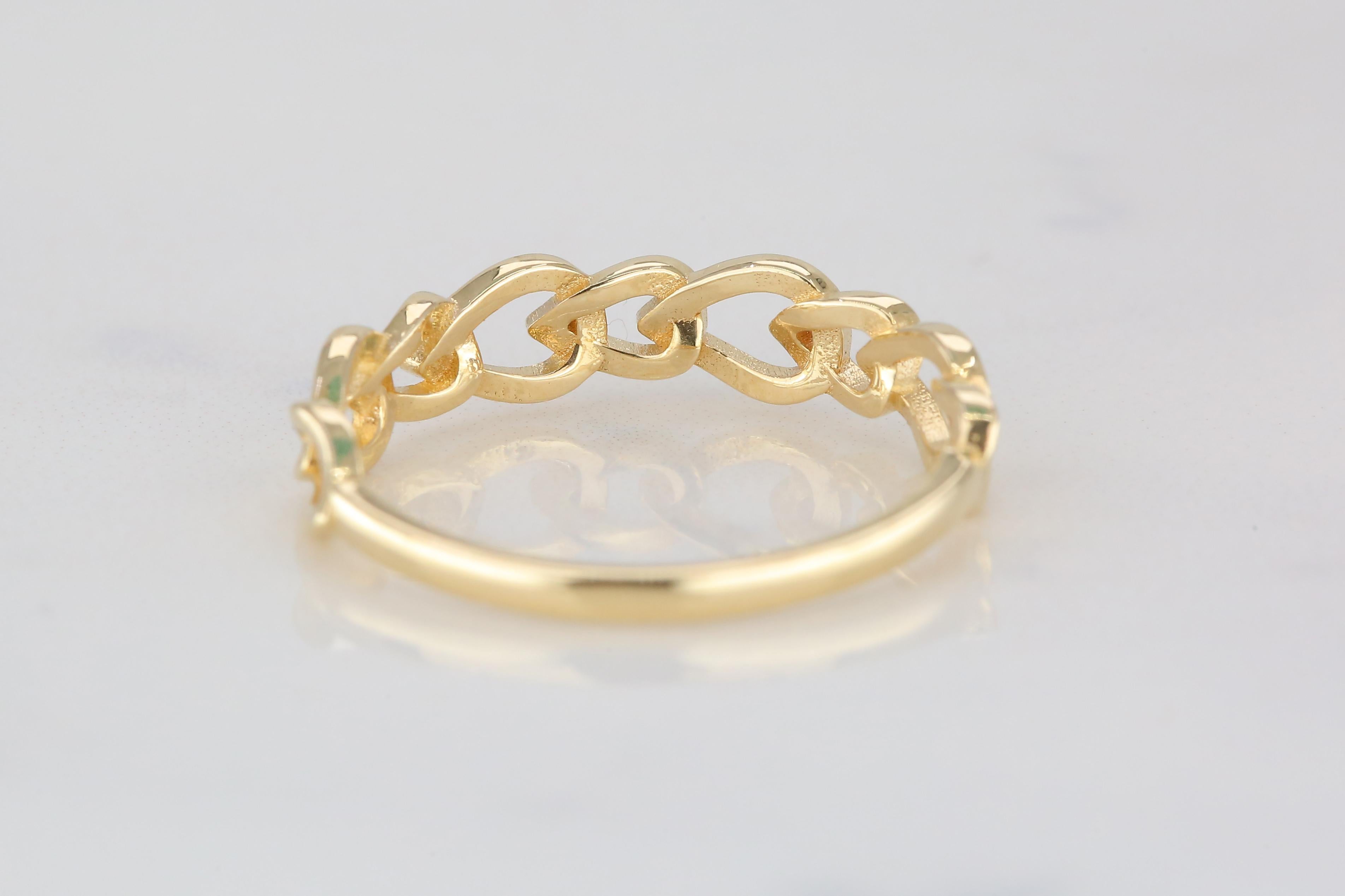 For Sale:  14k Gold Oval Chain Ring, Gold Link Ring, Designer Chain Ring 5