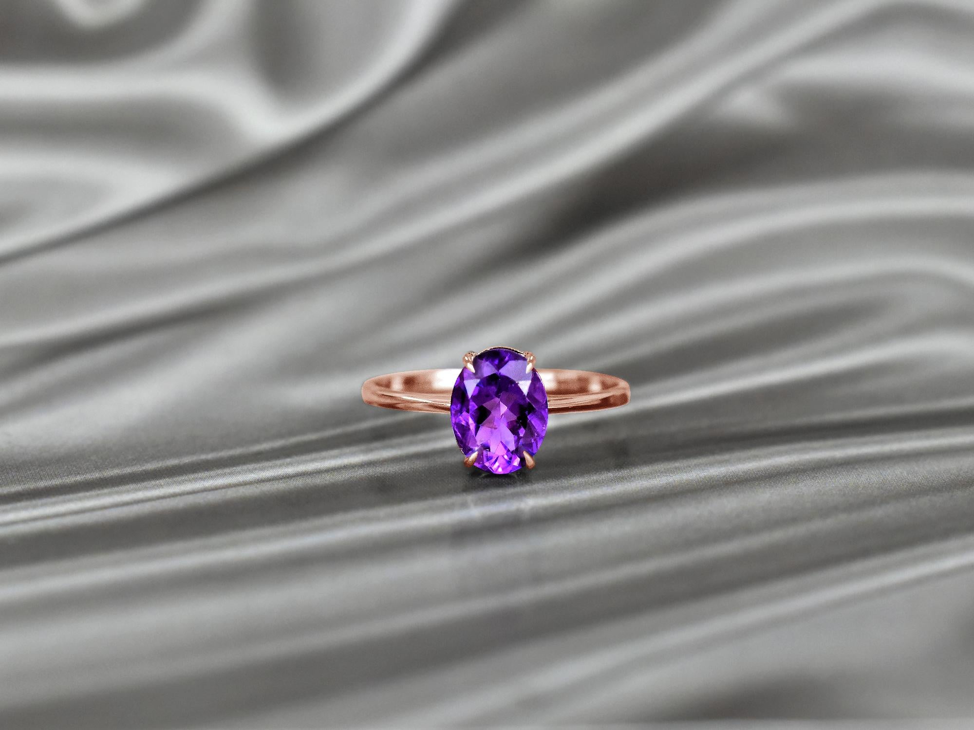 For Sale:  14k Gold Oval Gemstone 9x7 mm Oval Cut Gemstone Ring Gemstone Engagement Ring 2