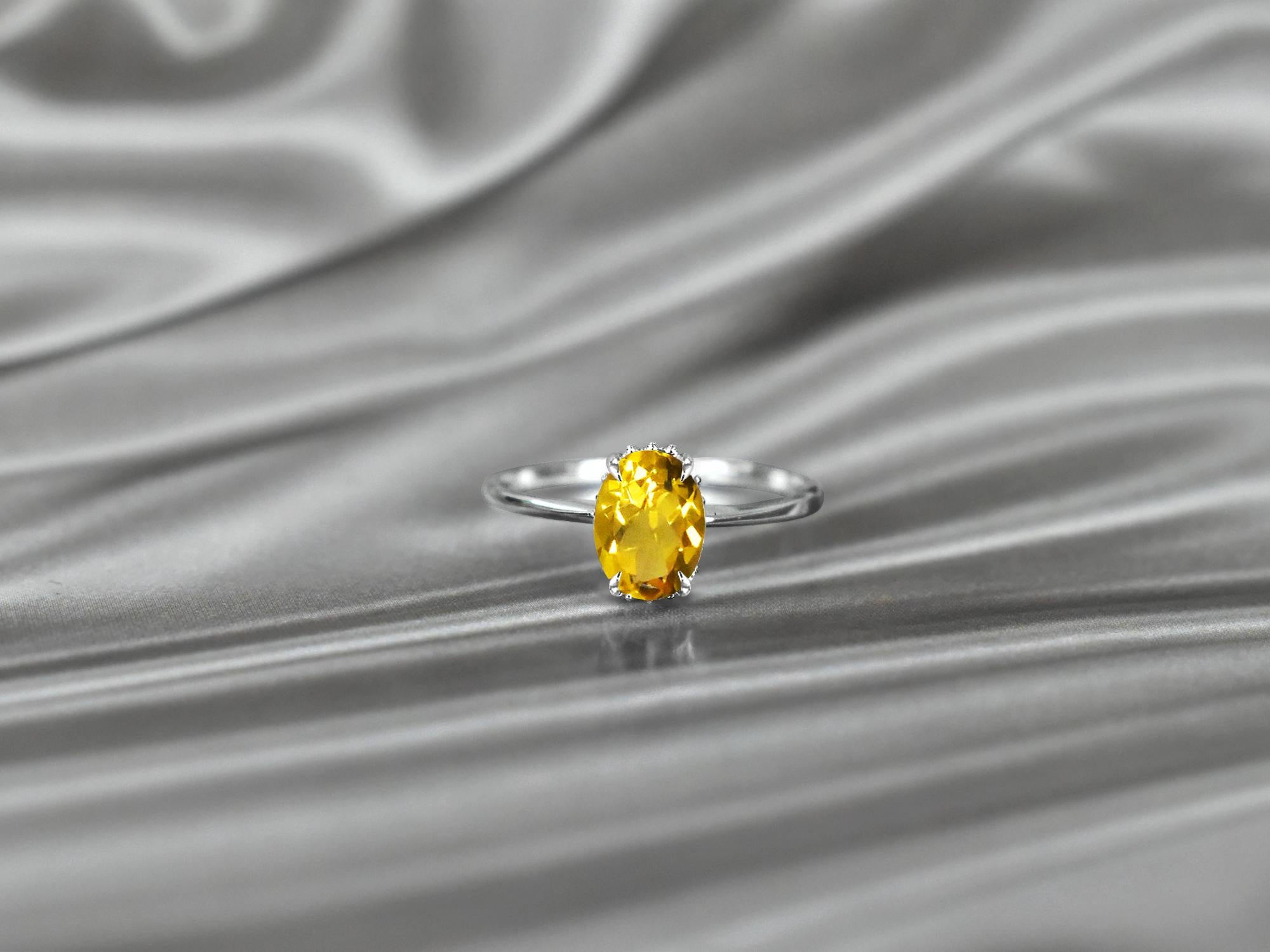 For Sale:  14k Gold Oval Gemstone 8x6 mm Oval Cut Gemstone Ring Gemstone Engagement Ring 6
