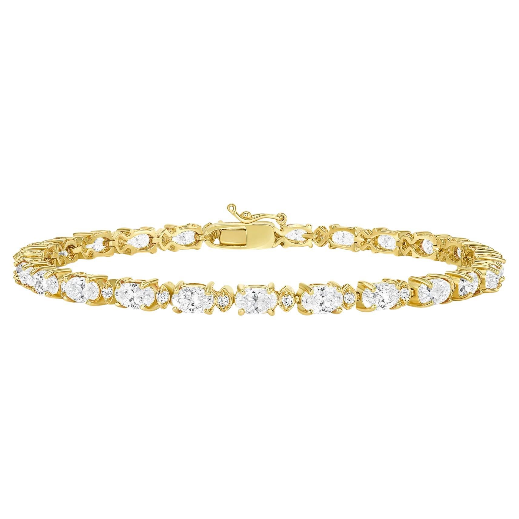 14k Gold Oval Cut Tennis Bracelet - East-west