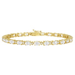 Bracelet tennis en or 14 carats avec diamants taille ovale