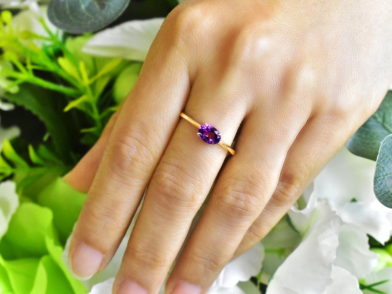 Customizable 14k Gold Oval Gemstone 5.2x7 mm Oval Gemstone Ring Oval ...