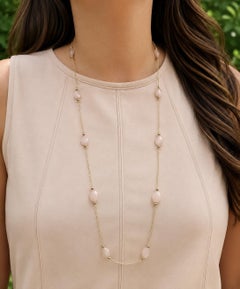 Collana in oro 14k con quarzo rosa sfaccettato ovale e rotondo, con maglie a cavo testurizzate, lunga 36"