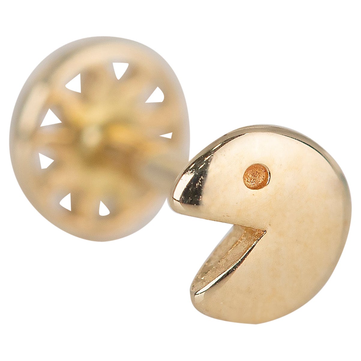 14K Gold Pac Man Piercing, Smiley Gesicht Gold Ohrstecker