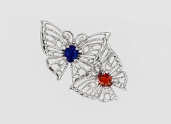 Butterfly pendant with sapphires and diamonds in 14k gold