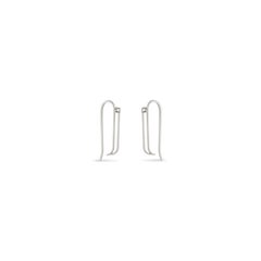 14K Gold Paper Clip Hoop Earrings with White Moissanites