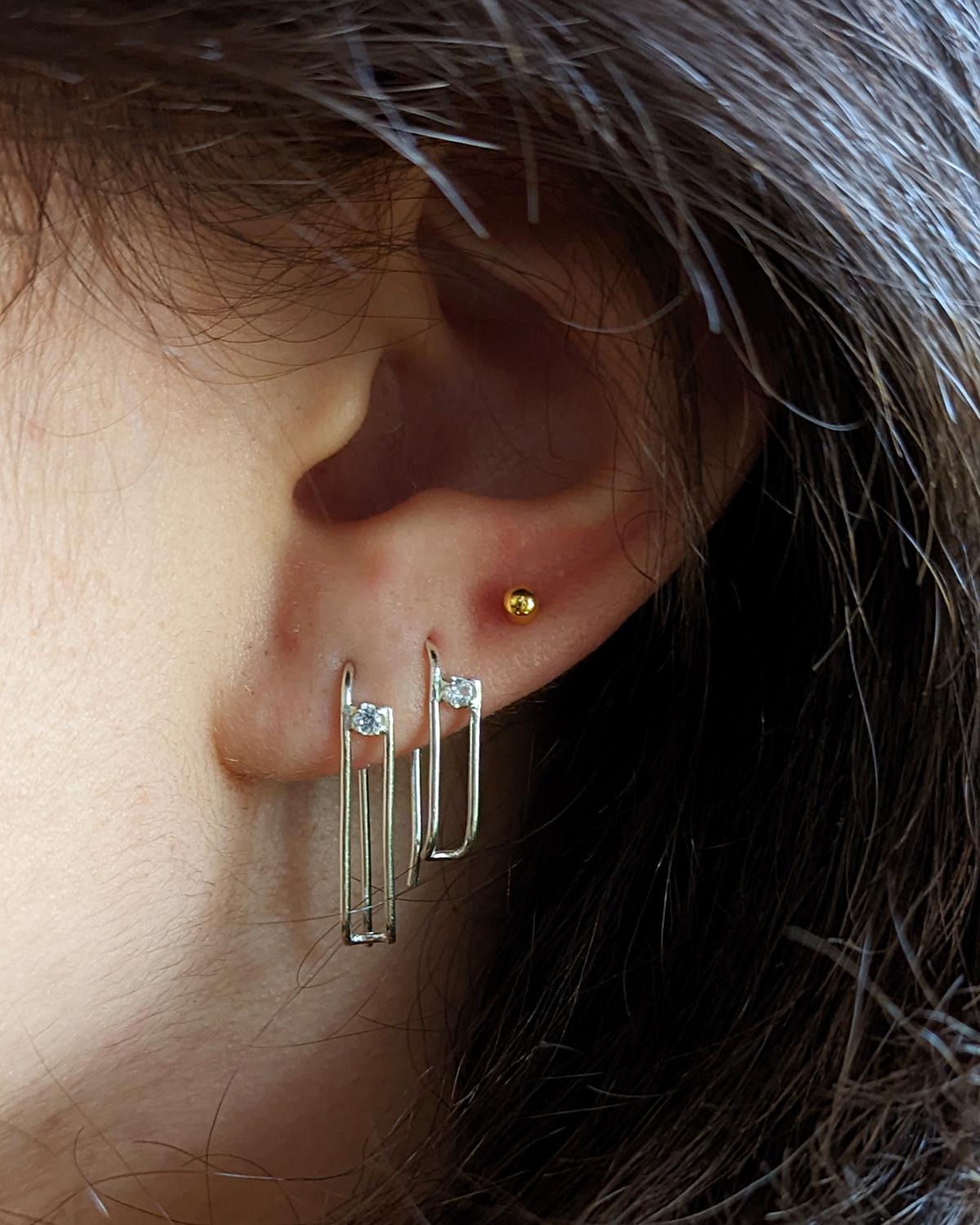 white gold paper clip earrings