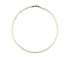 14K Gold Paper Clip Link Chain Necklace