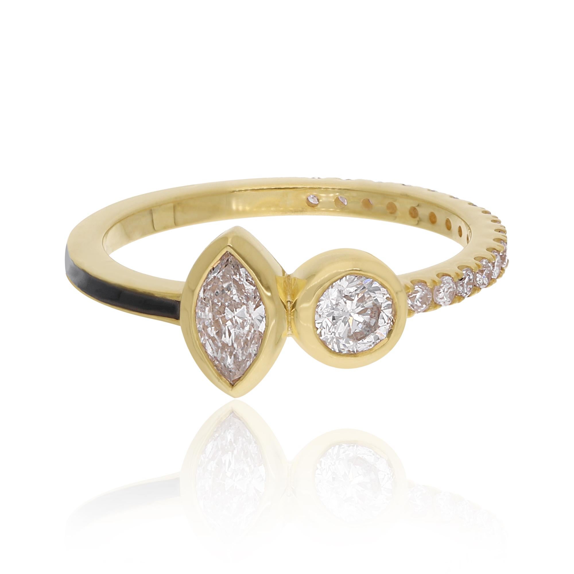 En vente :  Bague en or 14k avec pavé de diamants ronds et marquises SI/H 0.80Ct 3