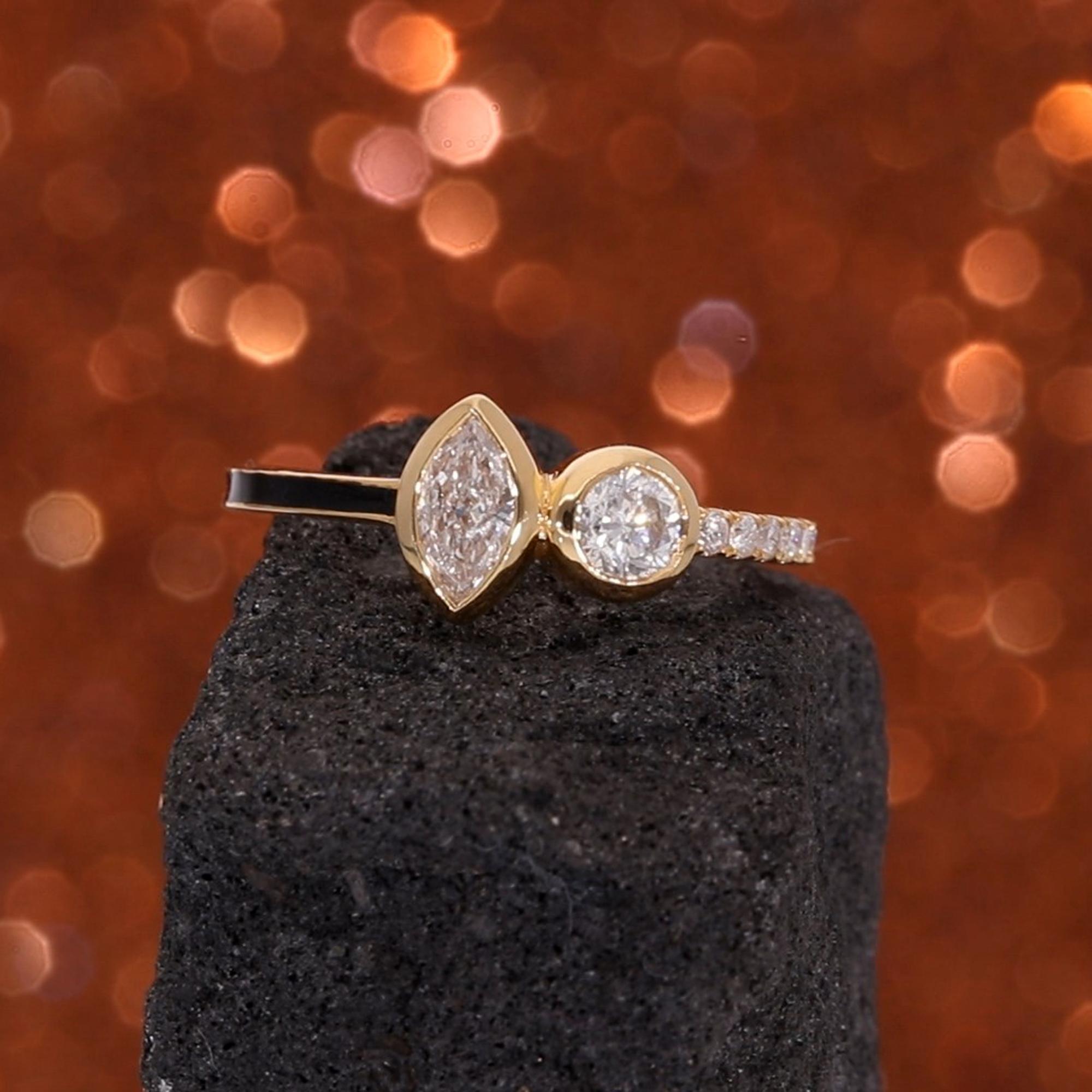 En vente :  Bague en or 14k avec pavé de diamants ronds et marquises SI/H 0.80Ct 5