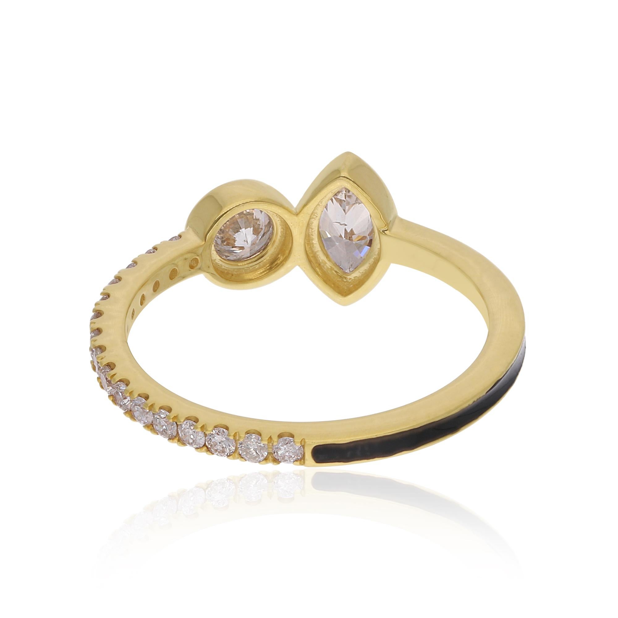 En vente :  Bague en or 14k avec pavé de diamants ronds et marquises SI/H 0.80Ct 7