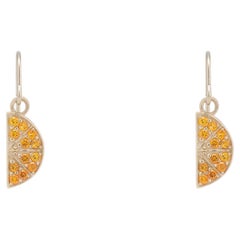 Boucles d'oreilles pendantes en citrine « Orange Slice » serties en pavé d'or 14 carats