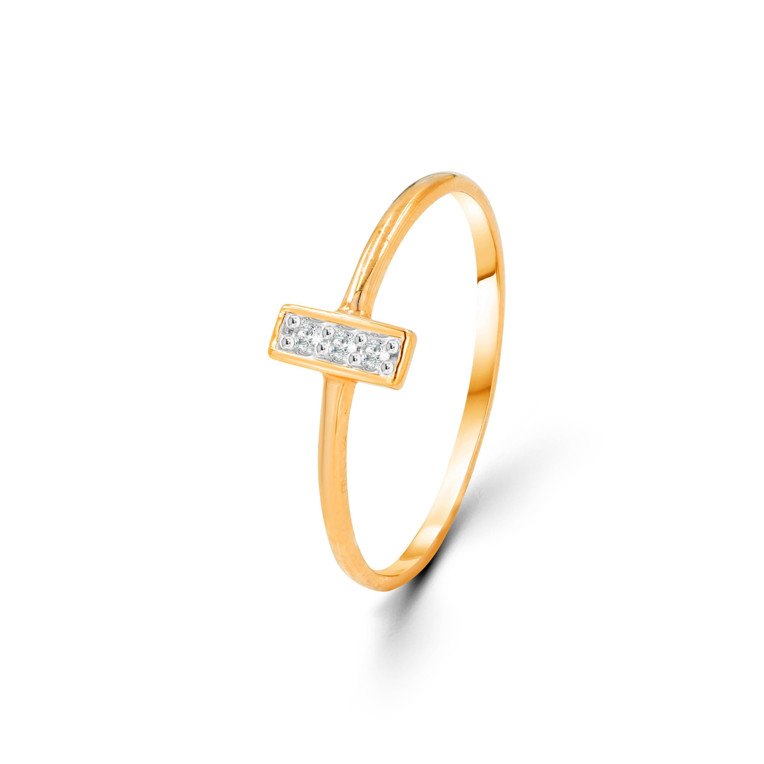 For Sale:  14k Gold Pave Diamond Bar Ring Genuine Diamond Ring 2