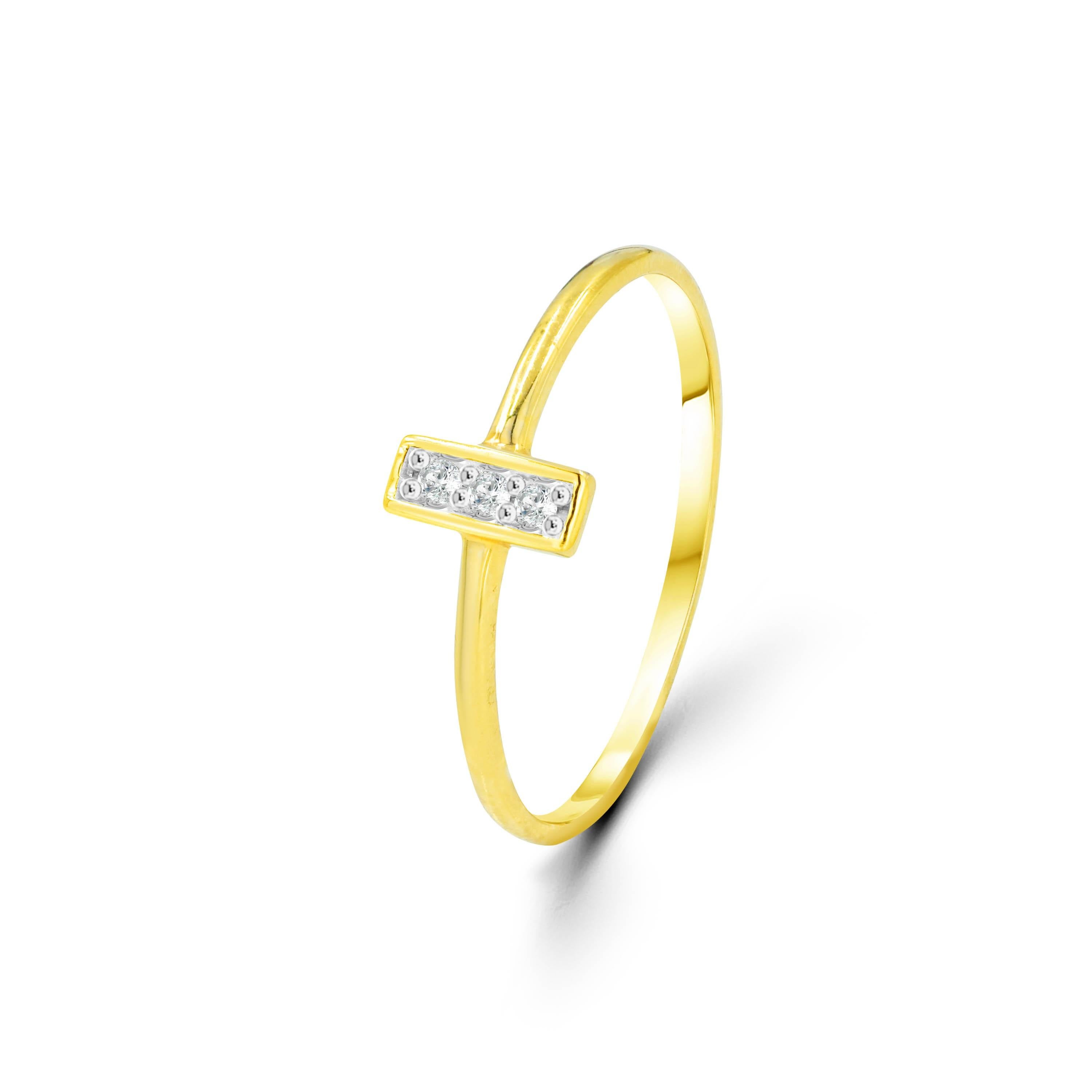 For Sale:  14k Gold Pave Diamond Bar Ring Genuine Diamond Ring 3
