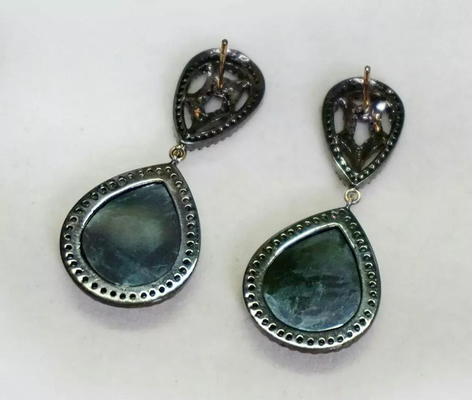 14k Gold Pave Diamond Black Spinel Dangle Earring 925 Silver Handmade Earring
Light weight can be worn everyday

Additional information:
Condition: New without tags: A brand-new, unused, and unworn item (including handmade items) that is not in