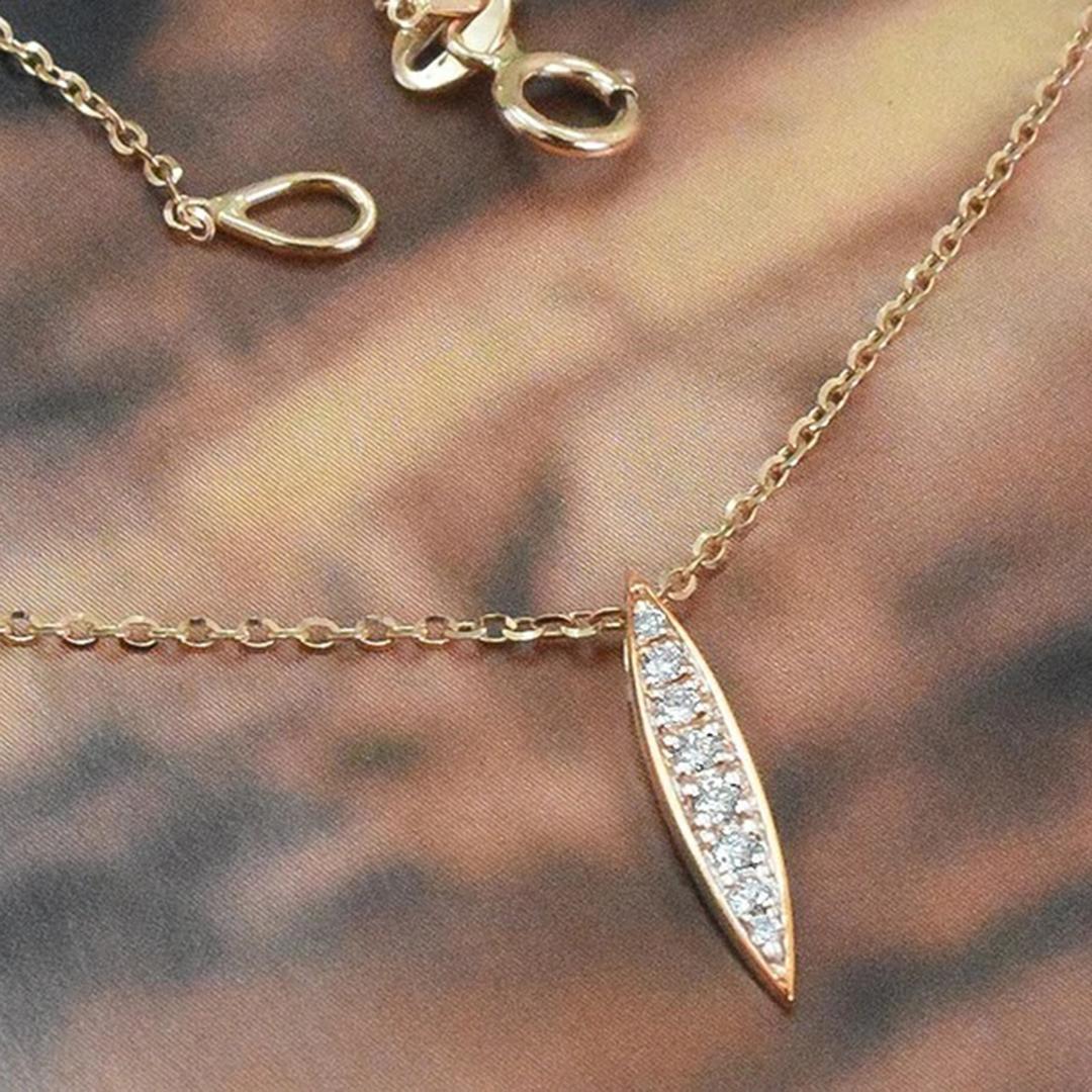 14k Gold Pave Diamond Necklace Simple Minimal Necklace For Sale 1