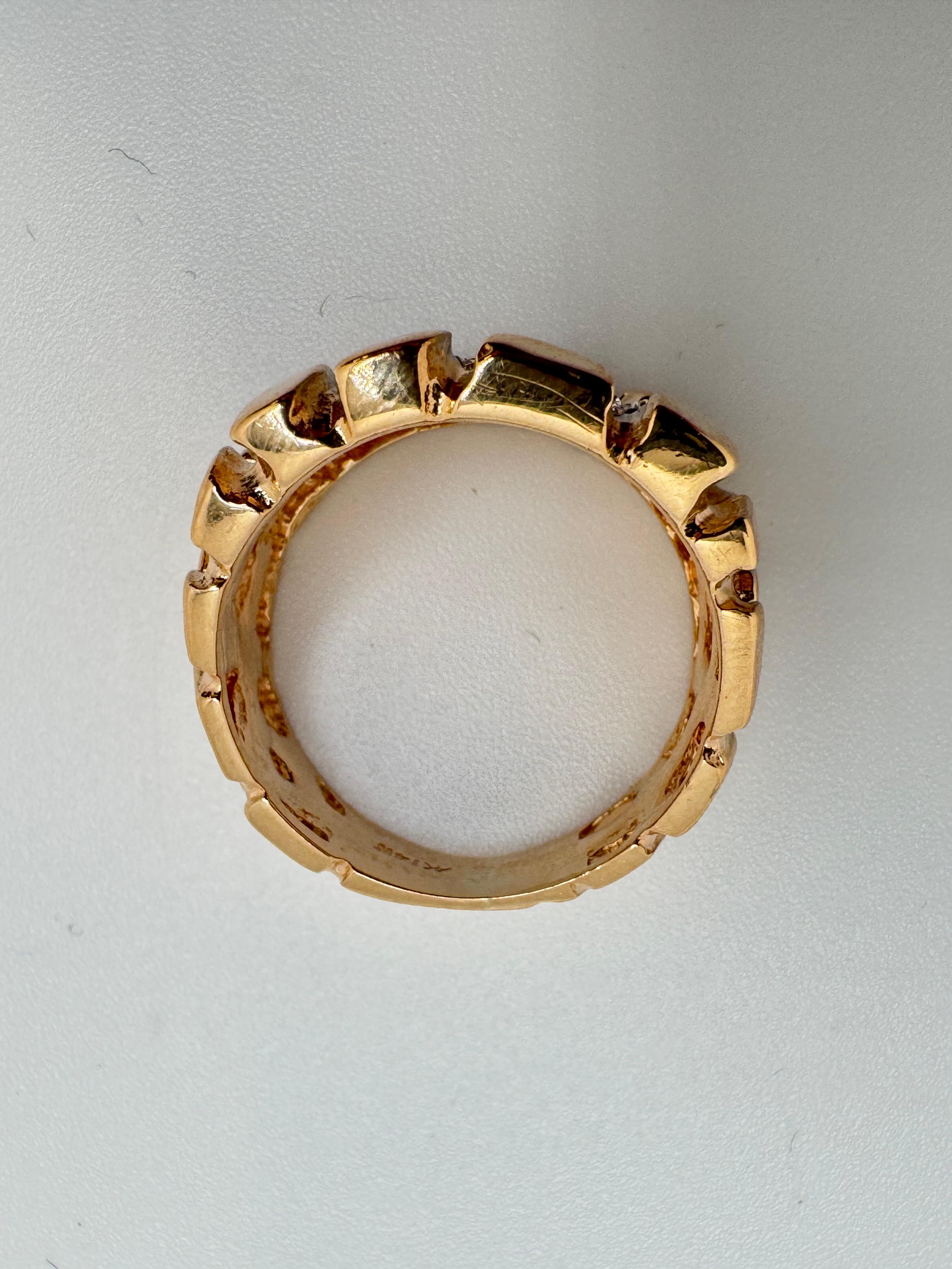 14K Gold Pave Diamant Nugget Ring für Männer Herren im Angebot