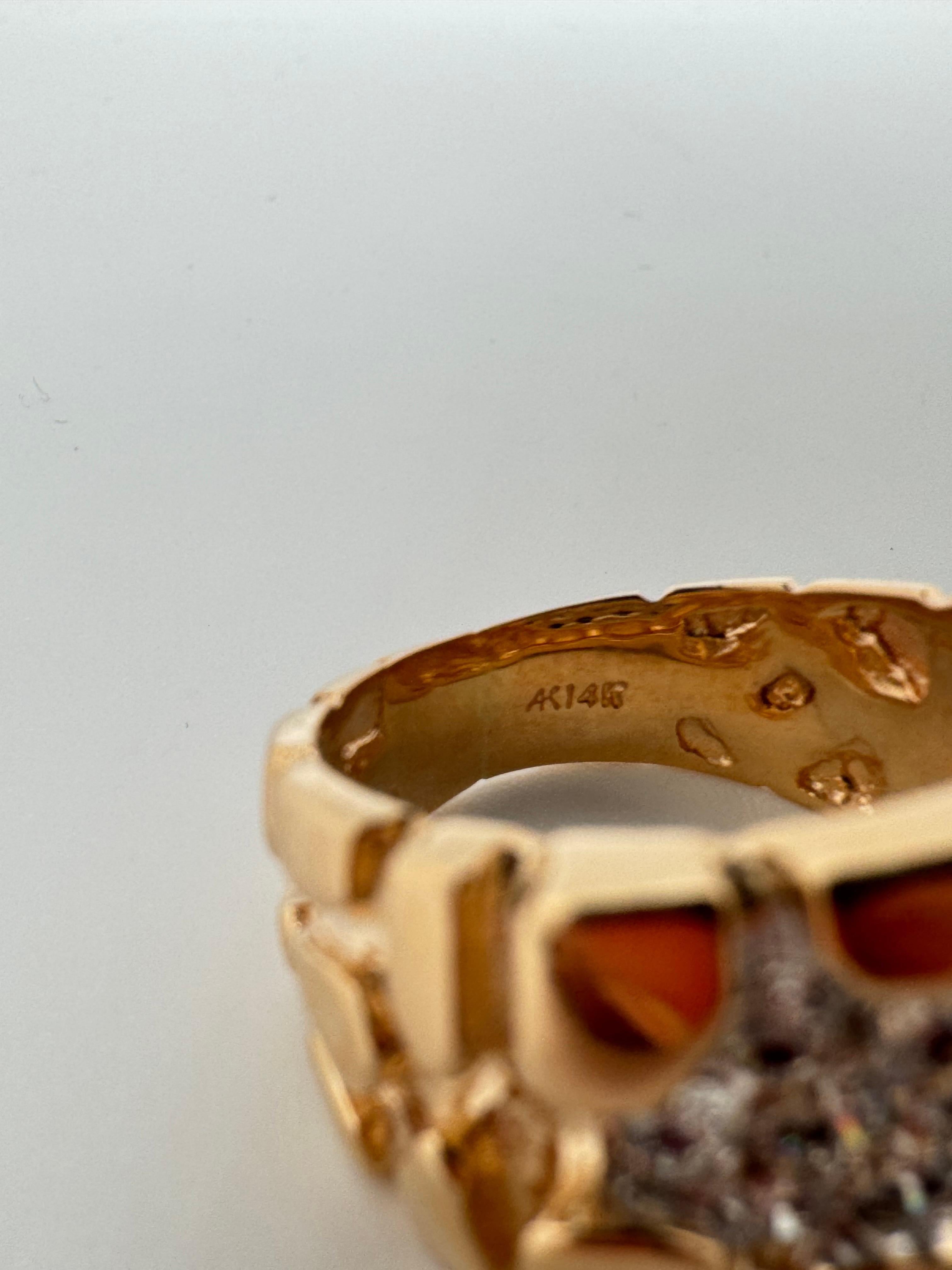 14K Gold Pave Diamant Nugget Ring für Männer im Angebot 1