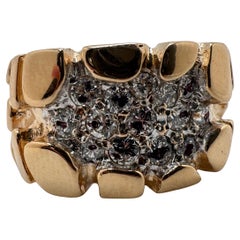 Anello da uomo con pepita di diamante in oro 14K