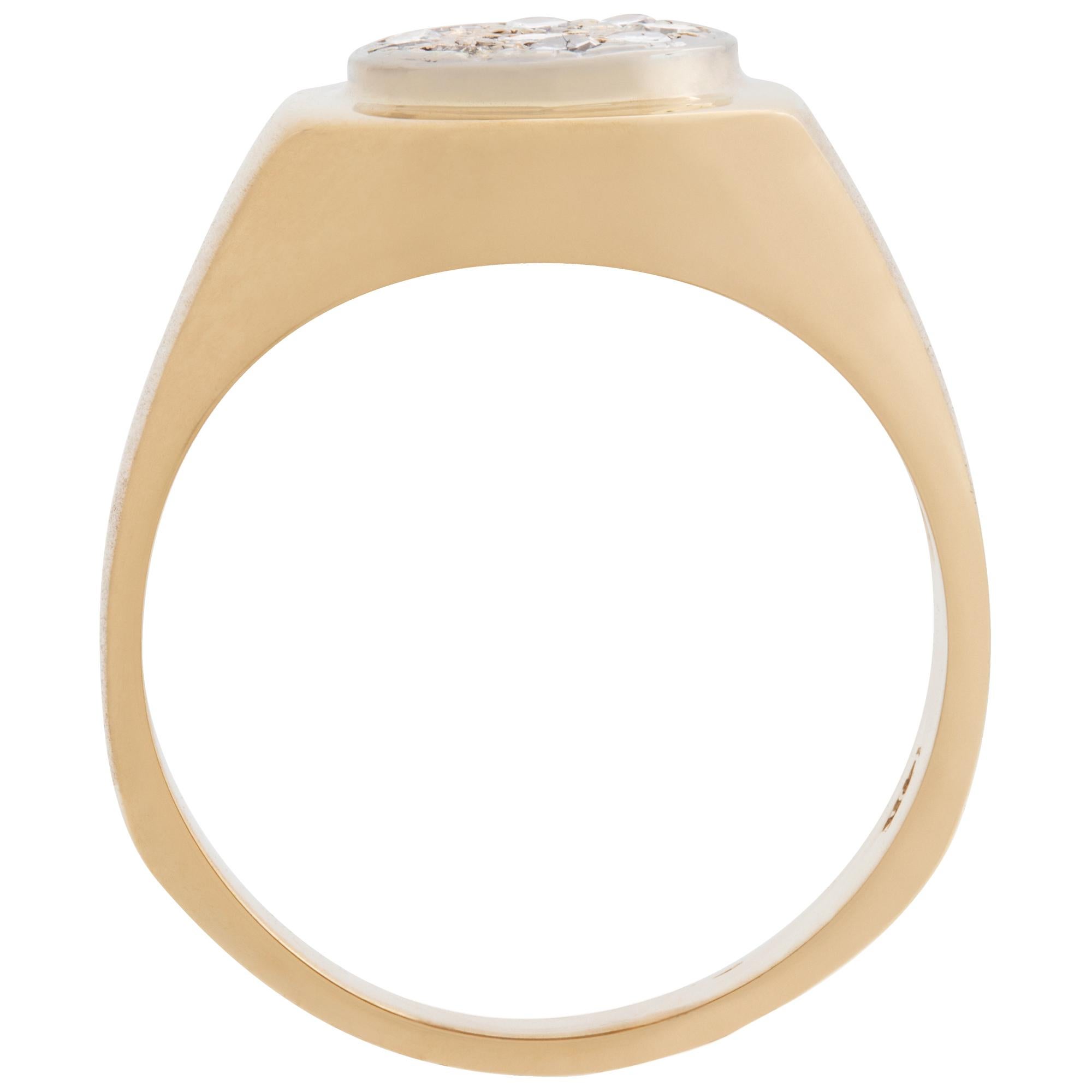 14 Karat Gold Pave Diamant Siegelring. 0,35 Karat Diamanten. Herren