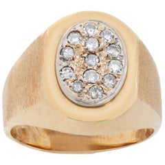 14 Karat Gold Pave Diamant Siegelring. 0,35 Karat Diamanten.