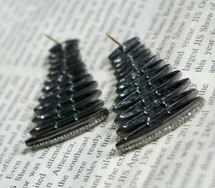 14k Gold Pave Diamond Spike Earring 925 Silver Fashion Jewelry Modern
