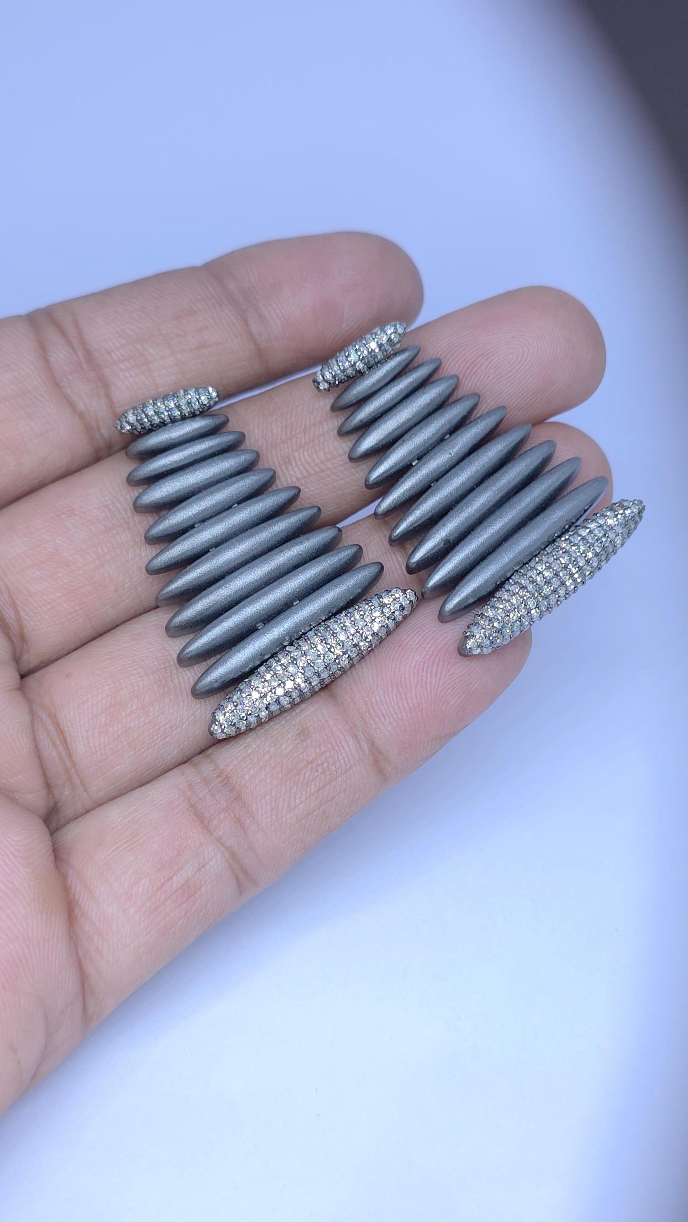 Donna Orecchino in oro 14k con pavé di diamanti in argento 925 Gioielli di moda moderni in vendita