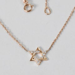 14k Gold Diamond Star of David Pendant Necklace Minimal Diamond Necklace