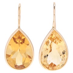 14K Gold 
Pear Cut Citrine Dangle Earrings