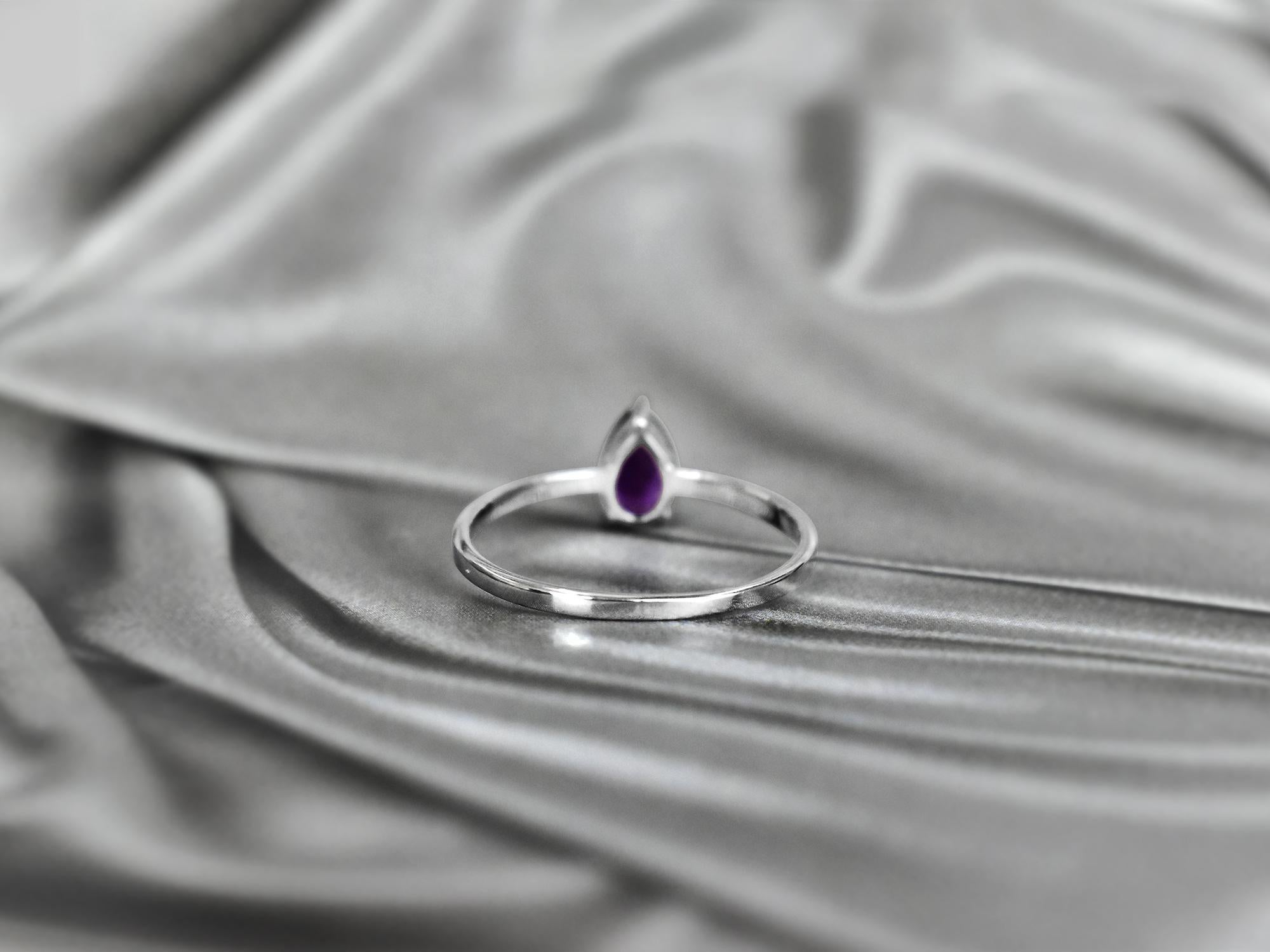 For Sale:  14k Gold Pear Gemstone 7x5 mm Pear Gemstone Ring Birthstone Ring Engagement Ring 11