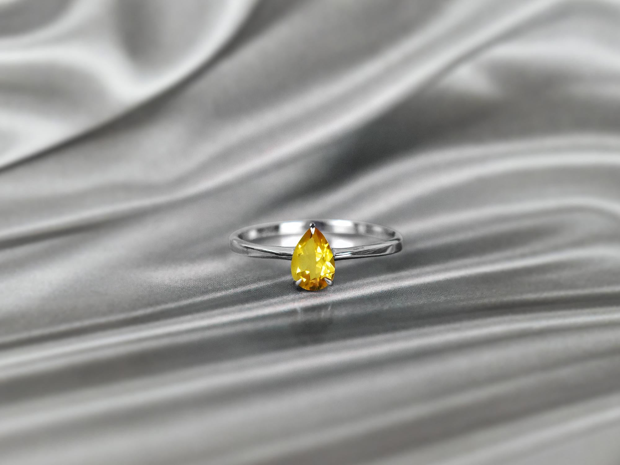 For Sale:  14k Gold Pear Gemstone 7x5 mm Pear Gemstone Ring Birthstone Ring Engagement Ring 6
