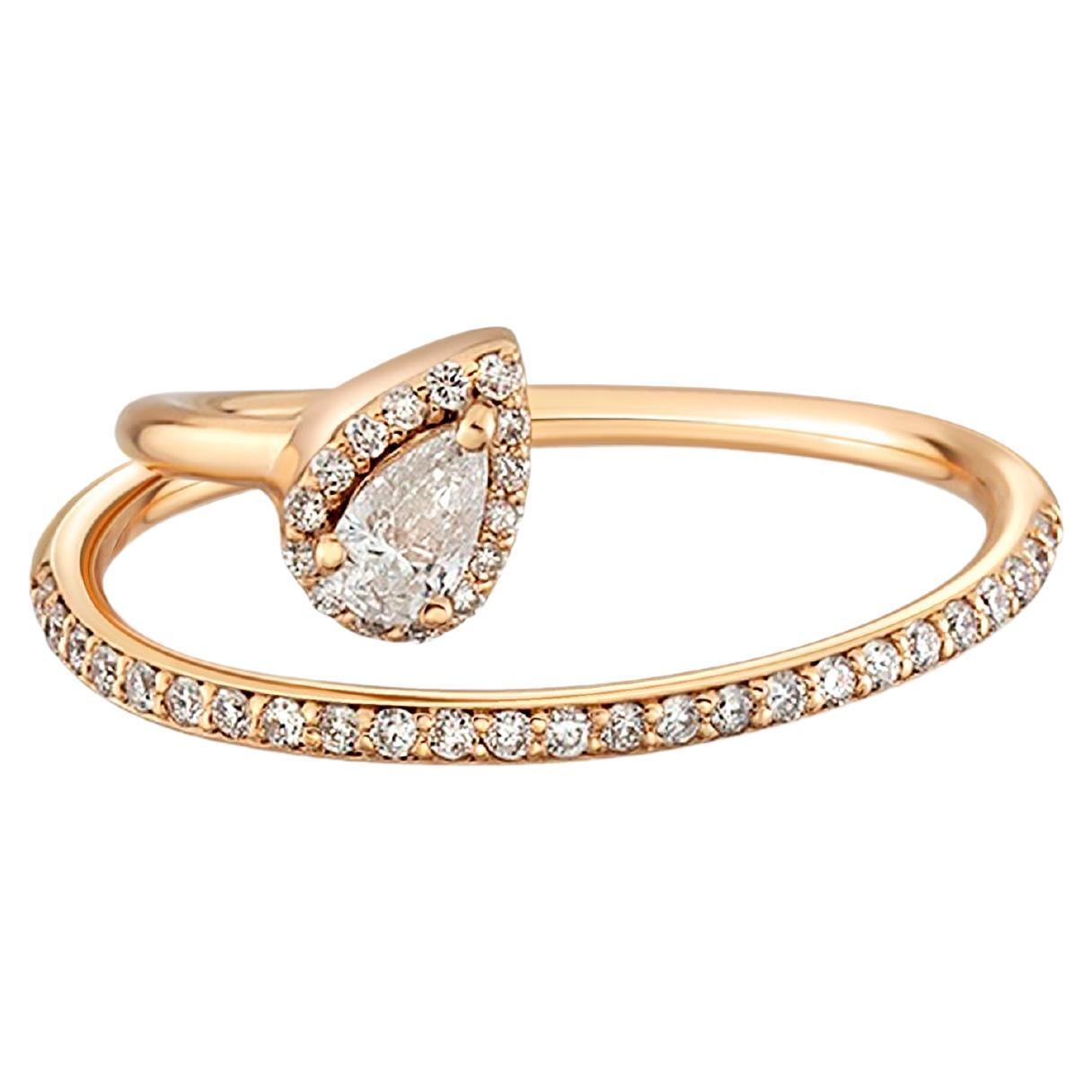 14K Gold Pear Moissanite Swirl Engagement Ring