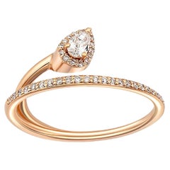 14K Gold Pear Moissanite Swirl Engagement Ring.